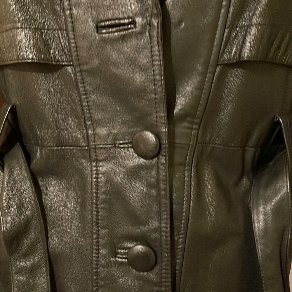 Worthington, women’s genuine leather coat with belt and pockets (Mlb) - Picture 3 of 16